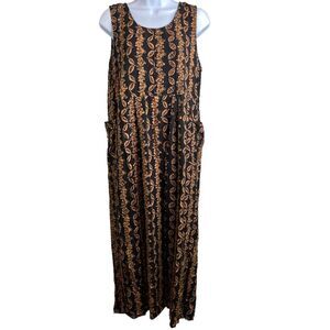 Vintage Putumayo 80’s Floral Maxi Dress Size M Boho Cottagecore Pockets Festival